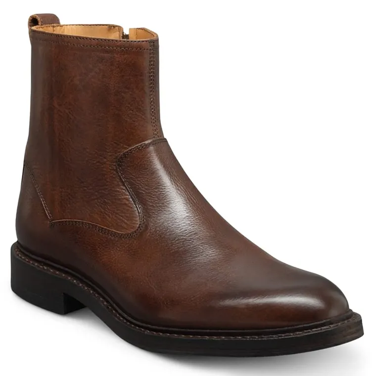 Height Booster Boots For Men | Brown Leather Zipper Boots 7 CM / 2.76 inches
