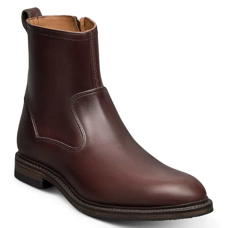 Mens Elevator Shoes Boots | Burgundy Leather Zipper Boots 7 CM / 2.76 inches