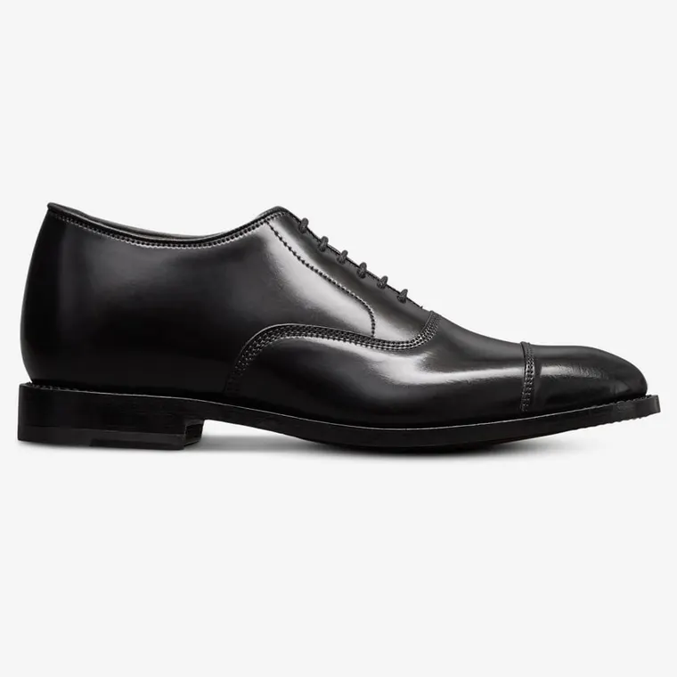 Shoes That Add Height For Men | Black Shell Cordovan Oxford Shoes 7 CM / 2.76 Inches