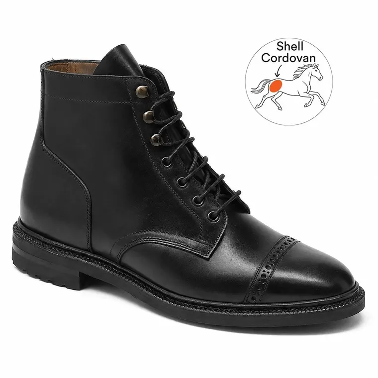 Tall Man Boots | Black Shell Cordovan Boots 7 CM / 2.76 Inches