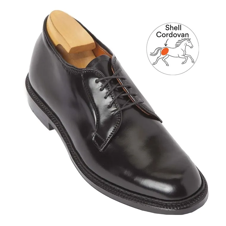 Mens Elevator Dress Shoes | Black Shell Cordovan Derby Shoes 7 CM / 2.76 Inches