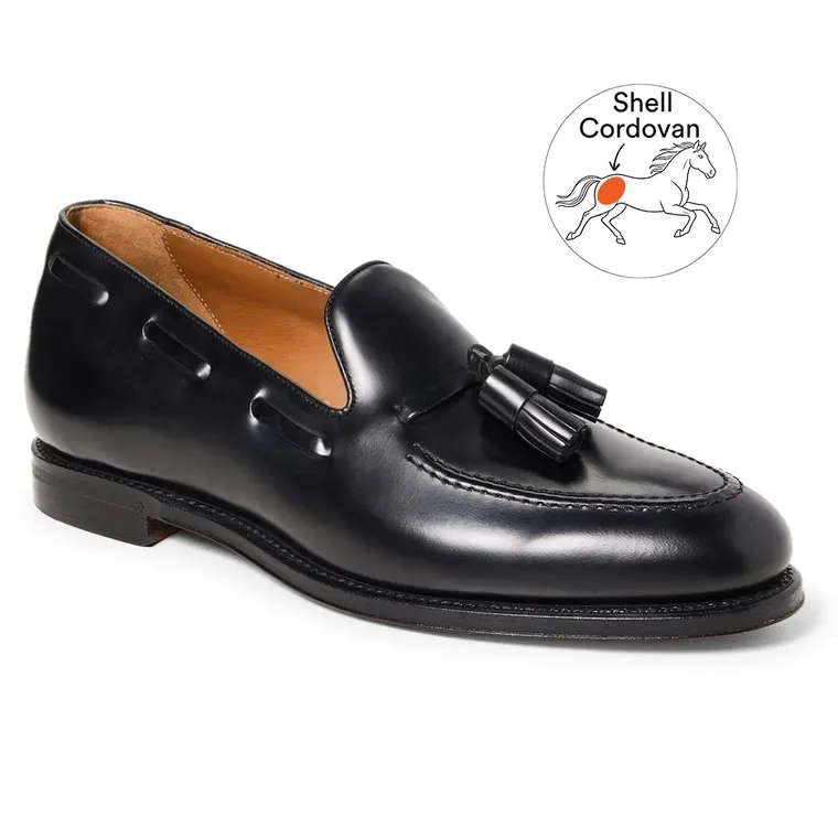 Tall Men Shoes | Black Shell Cordovan Tassel Loafer 5 CM / 1.95 Inches