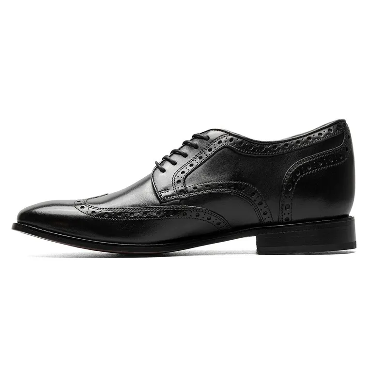 Tall Men Shoes | Black Shell Cordovan Brogue Shoes 7 CM / 2.76 Inches