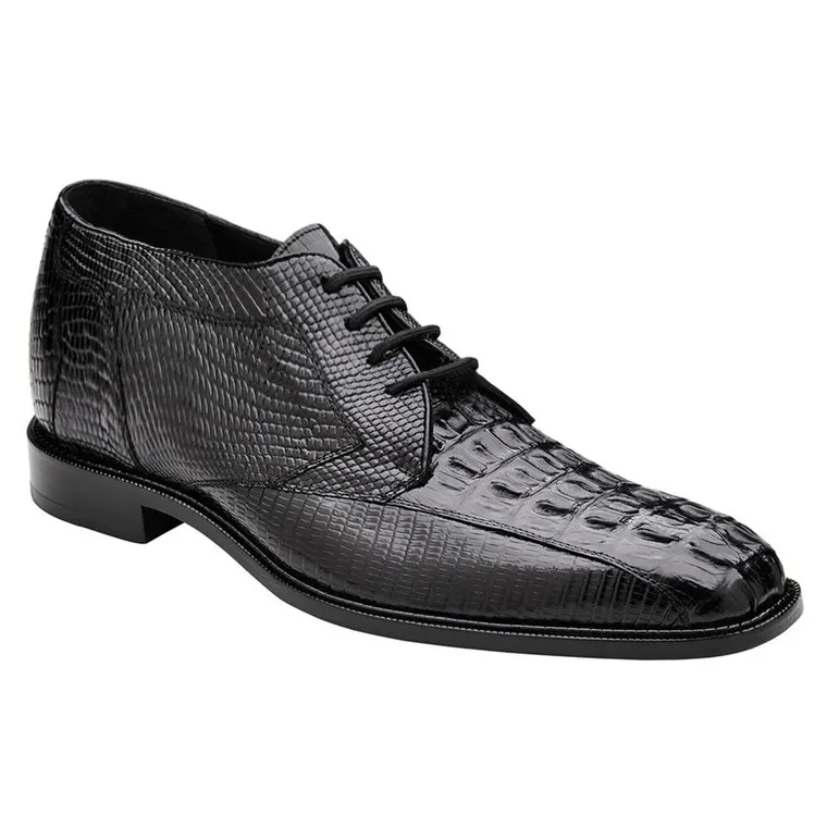 Height Enhancing Shoes For Men | Black Lizard Crocodile Leather Shoes 7 CM / 2.76 Inches