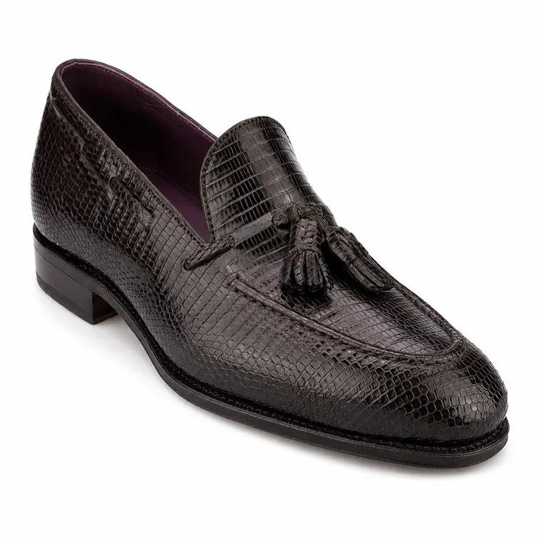 Height-Boosting Shoes For Men | Brown Lizard Tassel Loafers 5 CM / 1.95 Inches