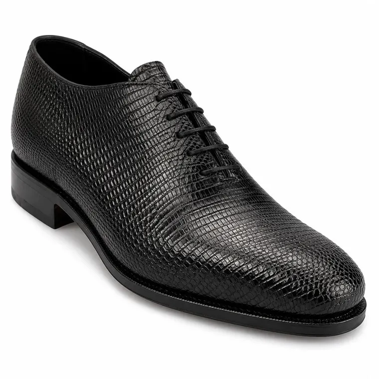 Elevator Dress Shoes | Black Lizard Oxford Shoes 7 CM / 2.76 Inches