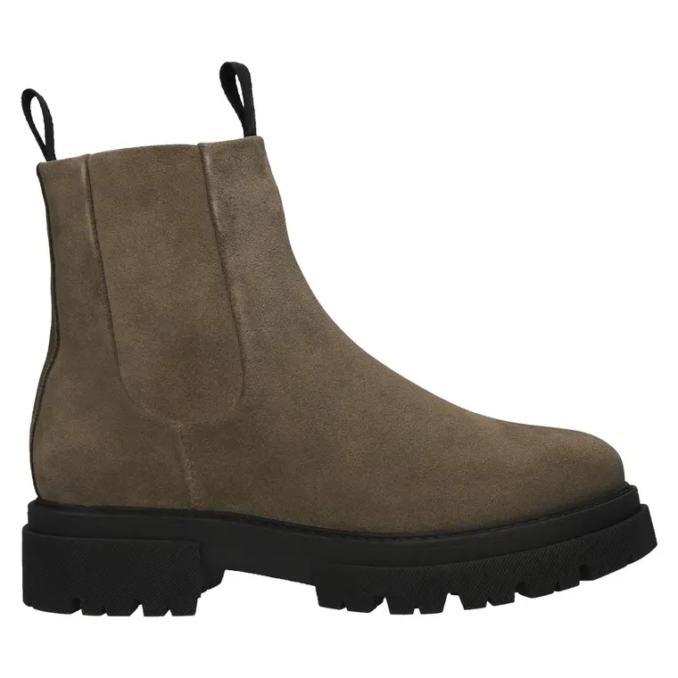 Boots Height Increase For Women | Taupe Suede Leather Chelsea Boots 7 CM / 2.76 Inches