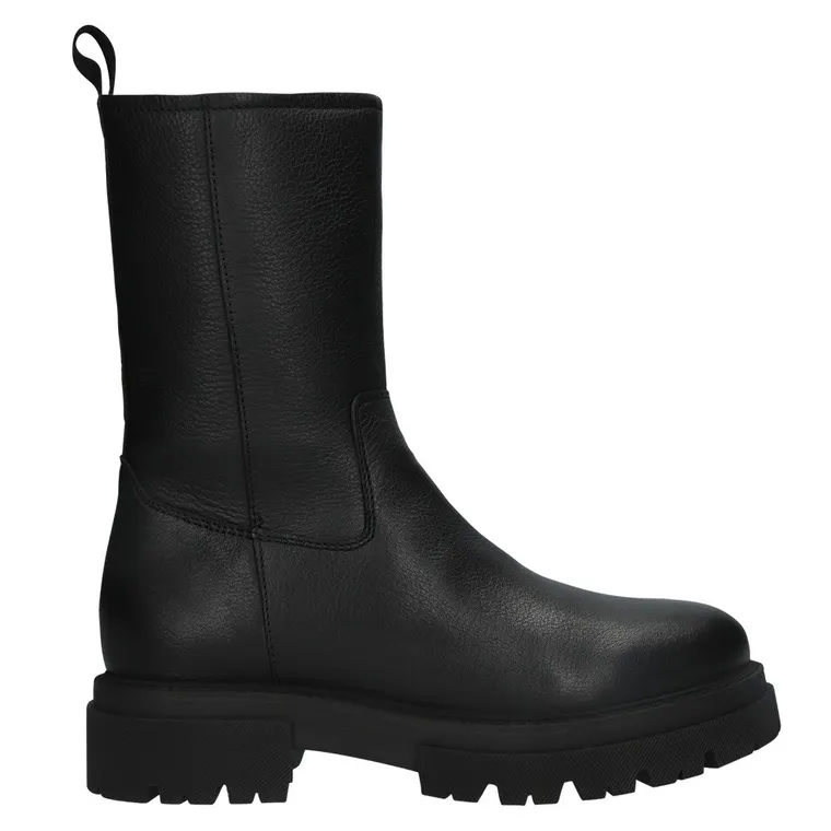 Boots That Make You taller For Women | Black Leather Zipper Boots 7 CM / 2.76 Inches