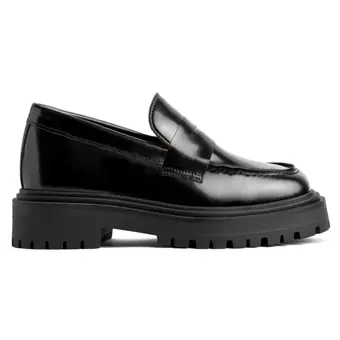 Women Shoes That Make You Taller | Black Leather Penny Loafer 5 CM / 1.95 Inches