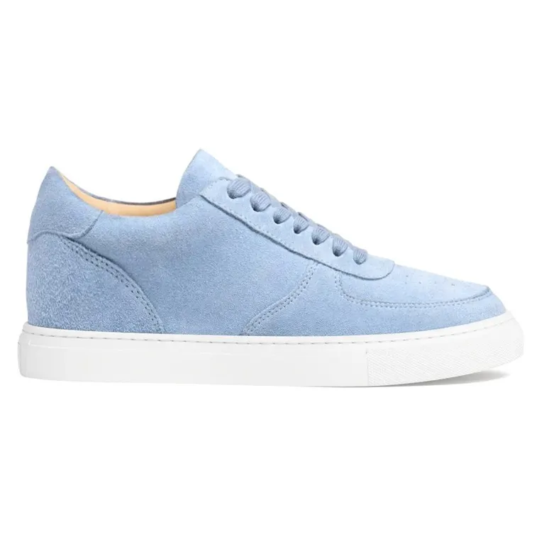 Women's Sneakers That Make You Taller | Blue Suede Leather Sneakers 7 CM / 2.76 Inches