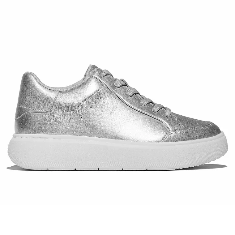 Women's Height Boosting Sneakers | Silver Leather Sneakers 7 CM / 2.76 Inches