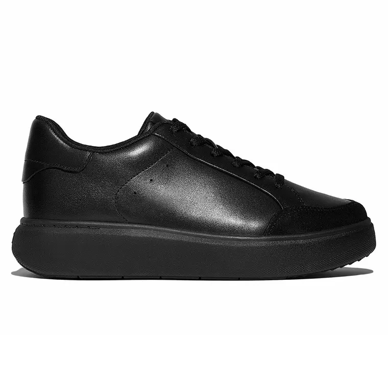 Elevator Shoes Sneakers Women's | Black Leather Sneakers 7 CM / 2.76 Inches