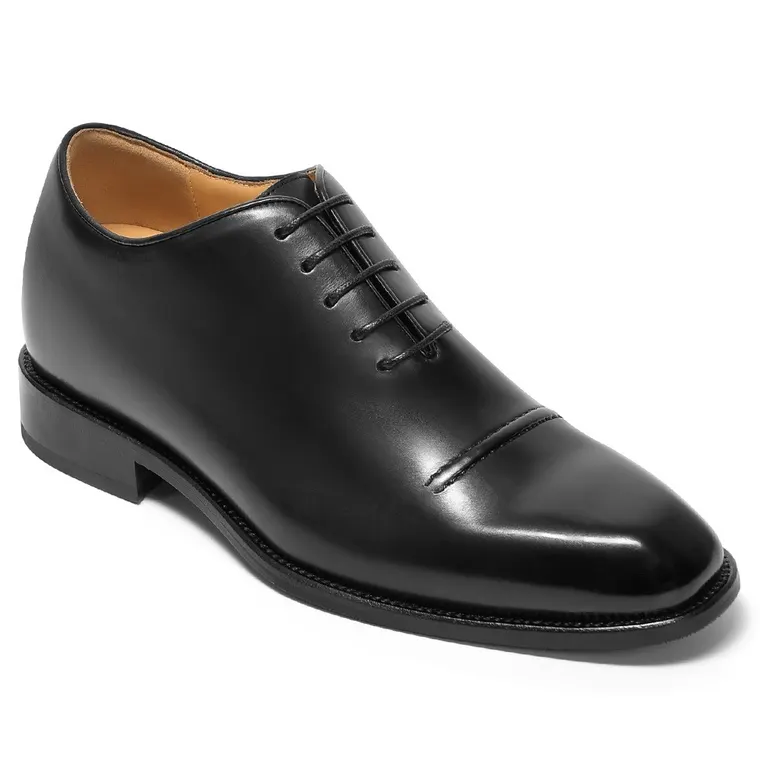 Men's Oxford Elevator Shoes - Black Leather Dress Shoes Wedding Shoes 7CM / 2.76 Inches