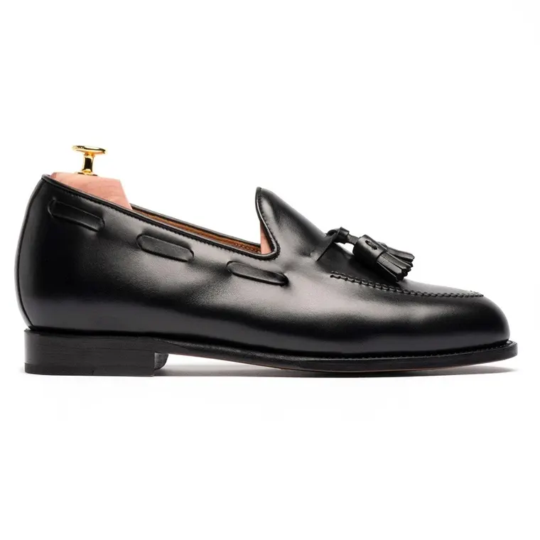 Elevator Loafers For Men | Black Leather Tassel Loafer 5CM / 1.95 Inches