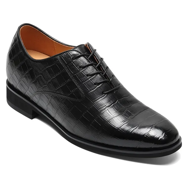 Men’s Elevator Dress Shoes | Classic Black Leather Oxford Shoes 7CM / 2.76 Inches