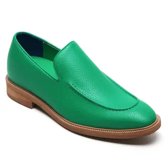 Green Vegan Loafers - Vegan Height Increasing Shoes For Men 5 CM / 1.95 Inches