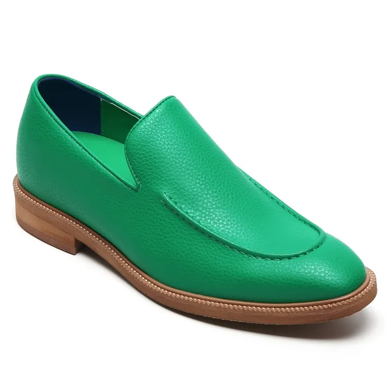 Green Vegan Loafers - Vegan Height Increasing Shoes For Men 5 CM / 1.95 Inches