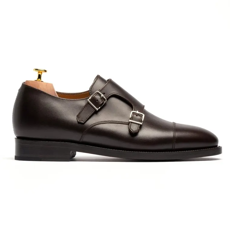 Elevator Dress Shoes For Men | Brown Leather Double Monkstrap 6CM / 2.36 Inches