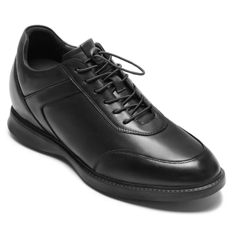 Men's Invisible Height Increase Shoes | Black Leather Business Casual Shoes 7CM / 2.76 Inches