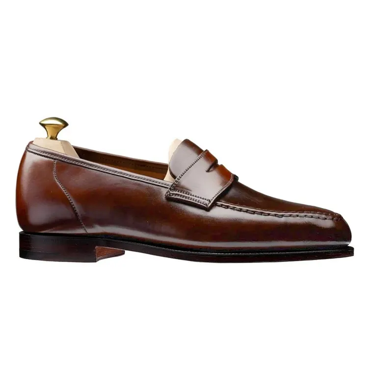 high heel shoes for men - dark brown shell cordovan classic penny loafers for men 6CM / 2.36 Inches