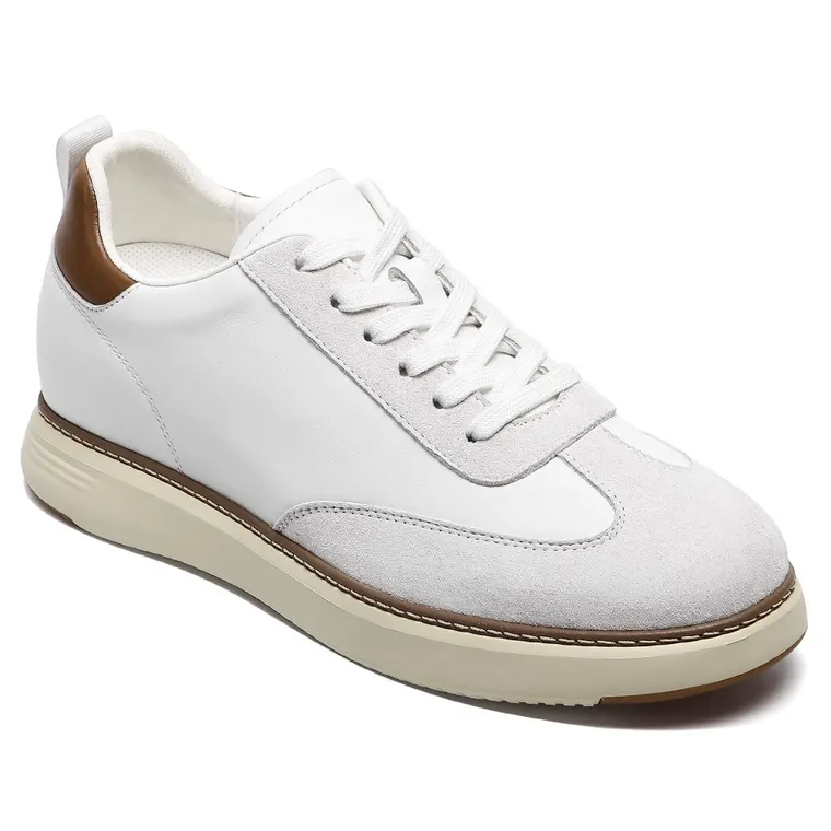 Men's Invisible Height Increase Shoes | Off-White Leather Casual Shoes 7CM / 2.76 inches