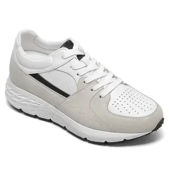 Elevator Sneakers For Men - Off-White Suede Sneakers Raised Heel Shoes 8CM / 3.15 Inches