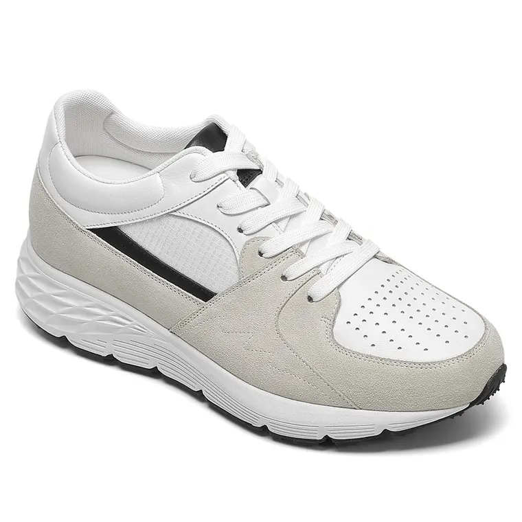 Elevator Sneakers For Men - Off-White Suede Sneakers Raised Heel Shoes 8CM / 3.15 Inches