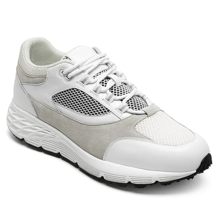 Height Increasing Shoes For Men - White Mesh Breathable Casual Shoes 8CM / 3.15 Inches