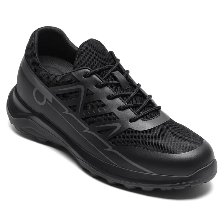 Men's Hidden Heel Shoes | Black Mesh Elevator Sneakers 8CM / 3.15 Inches
