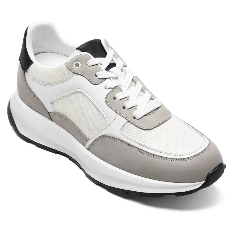 Men's Elevator Sneakers | White Breathable Sports Shoes 8 CM / 3.15 Inches