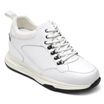 height increase shoes for men elevator sneakers white leather tall men shoes 3.94 Inches / 10CM