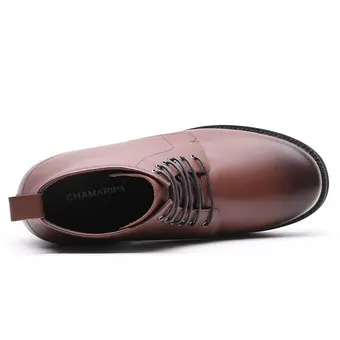 Chamaripa High Heel Shoes for Men Dark Brown Height Increasing Shoes Leather Tall Man Shoes 14CM / 5.51 Inches