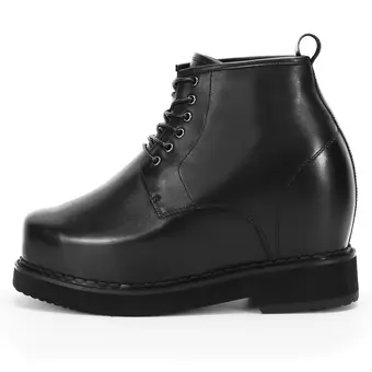 Chamaripa Height Increasing Shoes Black Hidden Heel Shoes Leather Lace up Elevator Shoes For Men 15CM/5.90 Inches