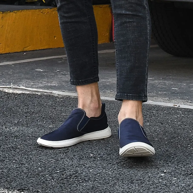 Chamaripa Casual Slip-On Pumps Elevator Shoes Dark Blue Height Increasing Shoes for Men 6CM / 2.36 Inches
