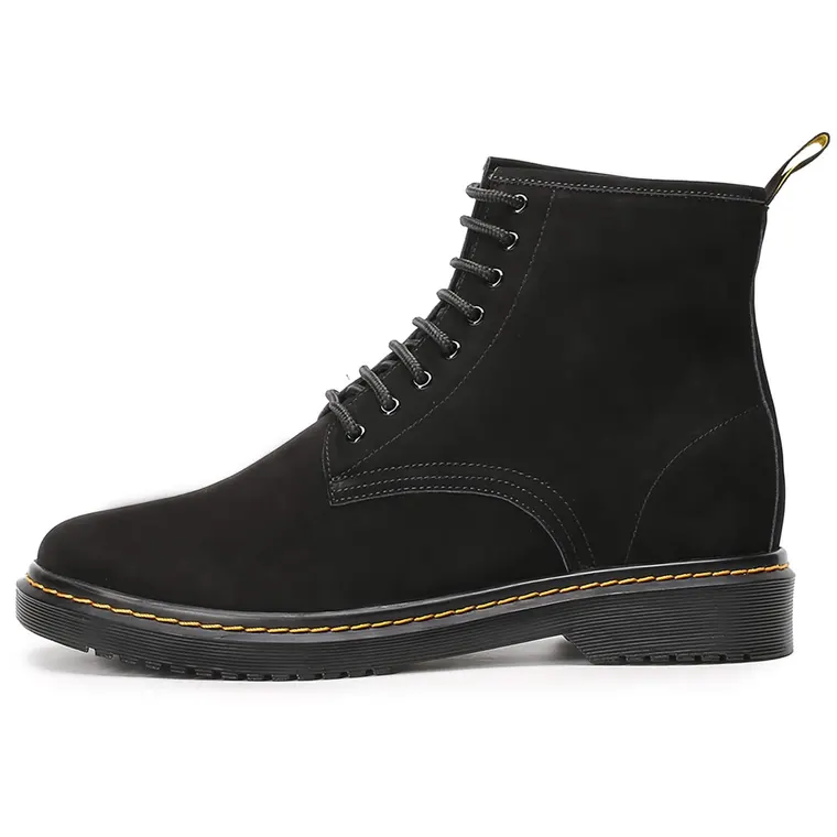 CHAMARIPA height increasing elevator boots water resistant black nubuck leather boots that make you taller 8CM / 3.15 Inches