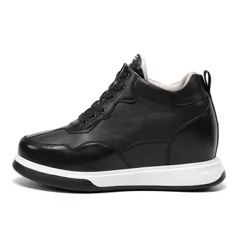 CHAMARIPA casual height increasing elevator shoes black leather casual shoes for men 11CM / 4.33 Inch