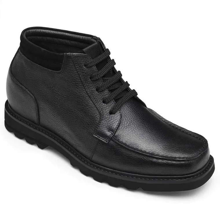 CHAMARIPA height increasing boots for men tall men boots black leather working boots 9 CM/ 3.54 Inches