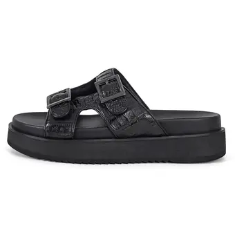 height increasing sandals - outdoor indoor men sandals - black crocodile leather elevator sandals 5CM / 1.95 inches