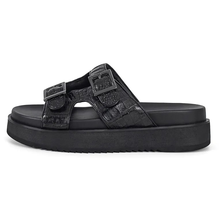 height increasing sandals - outdoor indoor men sandals - black crocodile leather elevator sandals 5CM / 1.95 inches