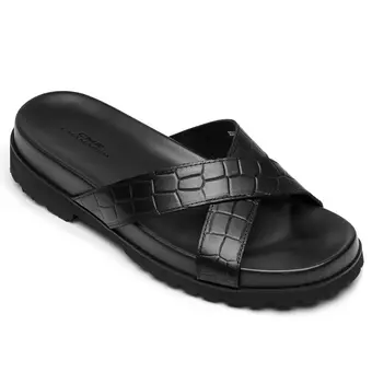 elevator slippers - black leather height increasing slippers for men - outdoor indoor slippers 5CM/1.95 Inches