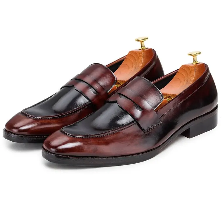 CHAMARIPA height increasing shoes for men - handcrafted penny loafers - brown - 7CM / 2.76 inches taller