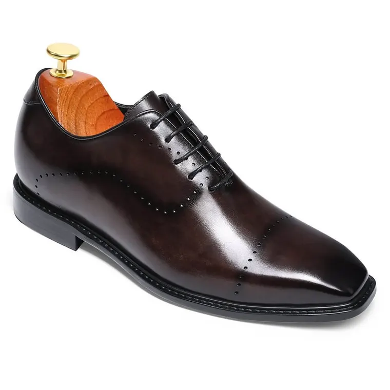 CHAMARIPA dress shoes that make you taller - leather hand painted wholecut oxfords - burgundy - 6 CM/2.36 inches taller