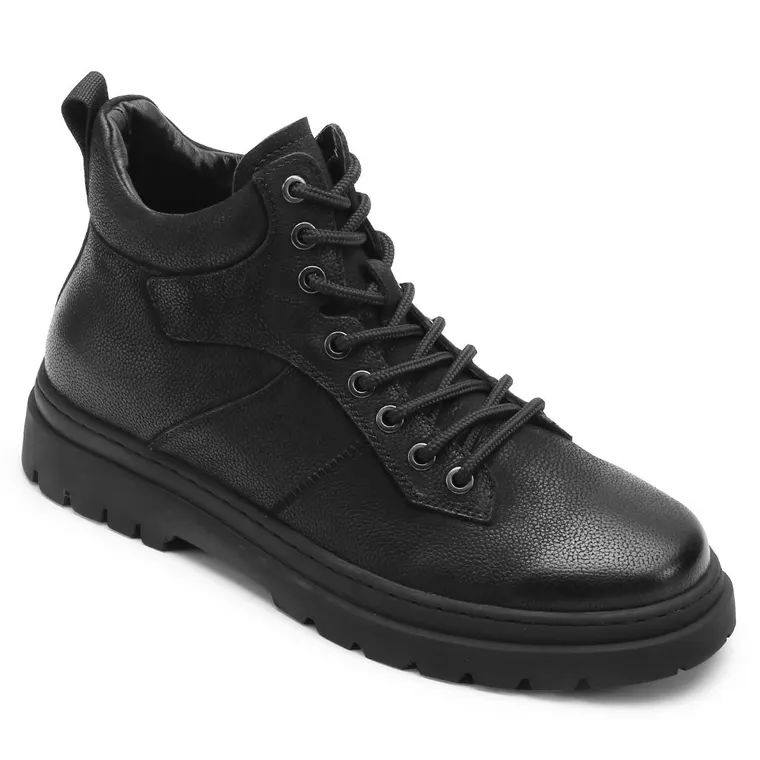 elevator shoes for men - taller shoes - black cow leather boots - 6CM / 2.36 Inches taller