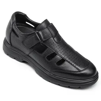 elevator sandals - black height increasing Fisherman sandals - men's high heel sandals 6 CM / 2.36 Inches