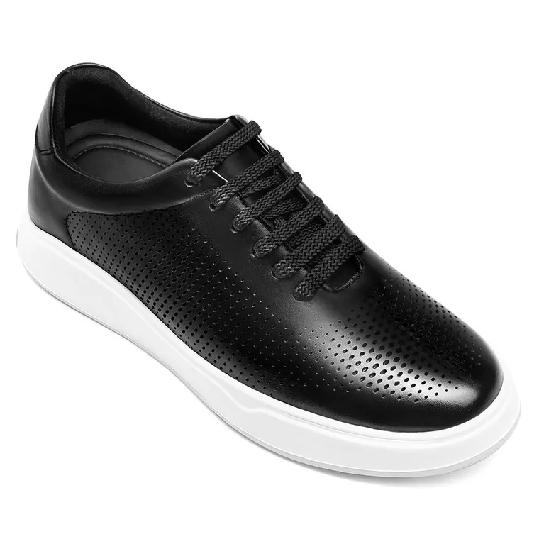 height enhancing shoes - breathable black hidden increasing sneakers 7CM / 2.76 inches