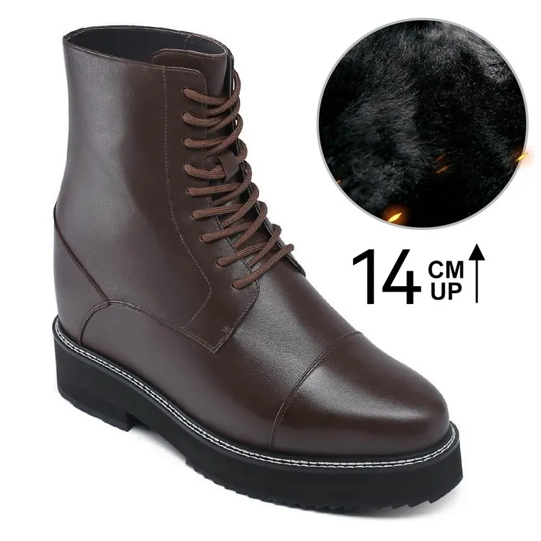 height increasing boots - brown warm fur lined boots that make you taller 14 CM / 5.51 Inches