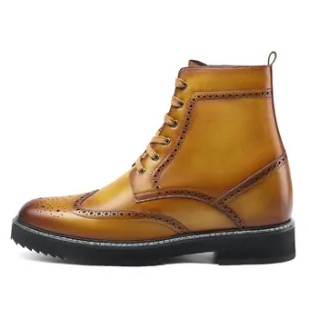 Height Increasing Boots - Men's Shoes To Make Them Taller - Brown Brogue Boots 10 CM / 3.94 Inches