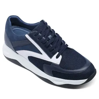 mens raised shoes - height elevator shoes - breathable blue sneaker for men 8CM / 3.15 inches