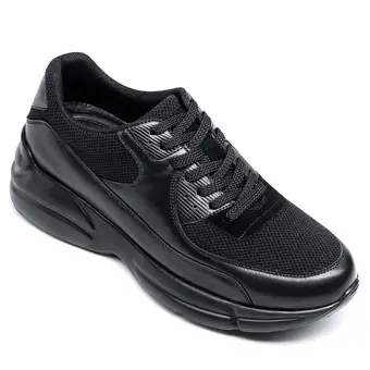black breathable elevator sneakers for men 3.15 inches (ships to USA only)