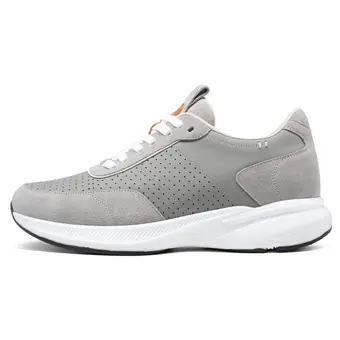 Men's Elevator Sneakers - Stylish Height Increasing Shoes - Gray Suede Leather Sneakers 8 CM / 3.15 Inches